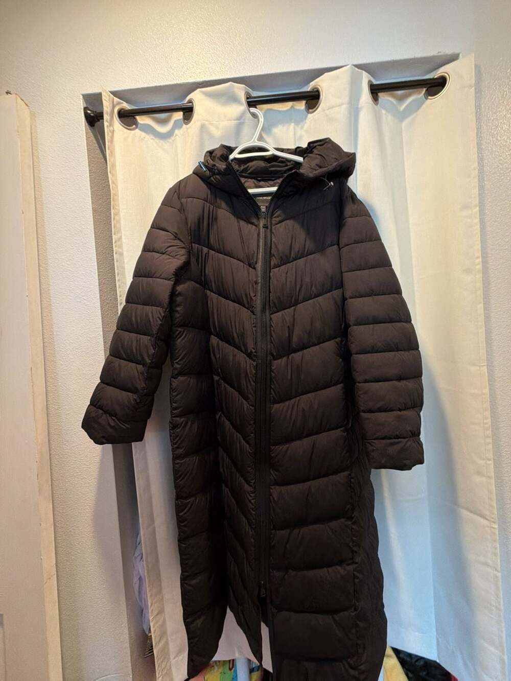 Lane Bryant Black Hooded Quilted Maxi Puffer Coat Plus Size 22/24